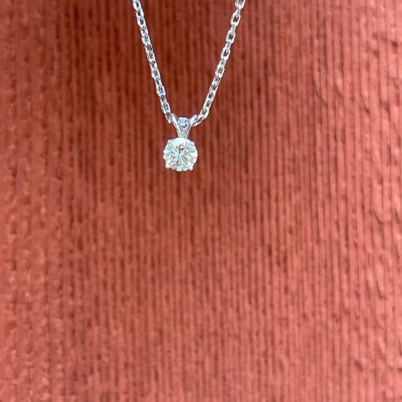 Sparkling Solid 14k White Gold .5 Carat Moissanite Solitaire Pendant - Picture 3 of 6